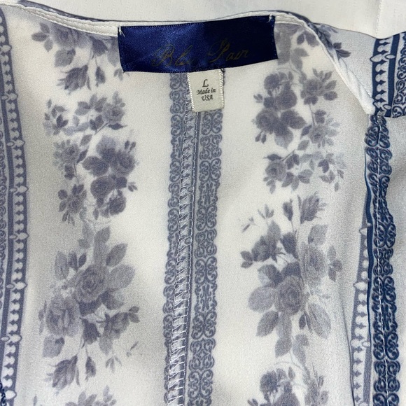 Blue Rain Floral Blue Swim Coverup / Kimono / Shawl Size Large - Picture 3 of 4